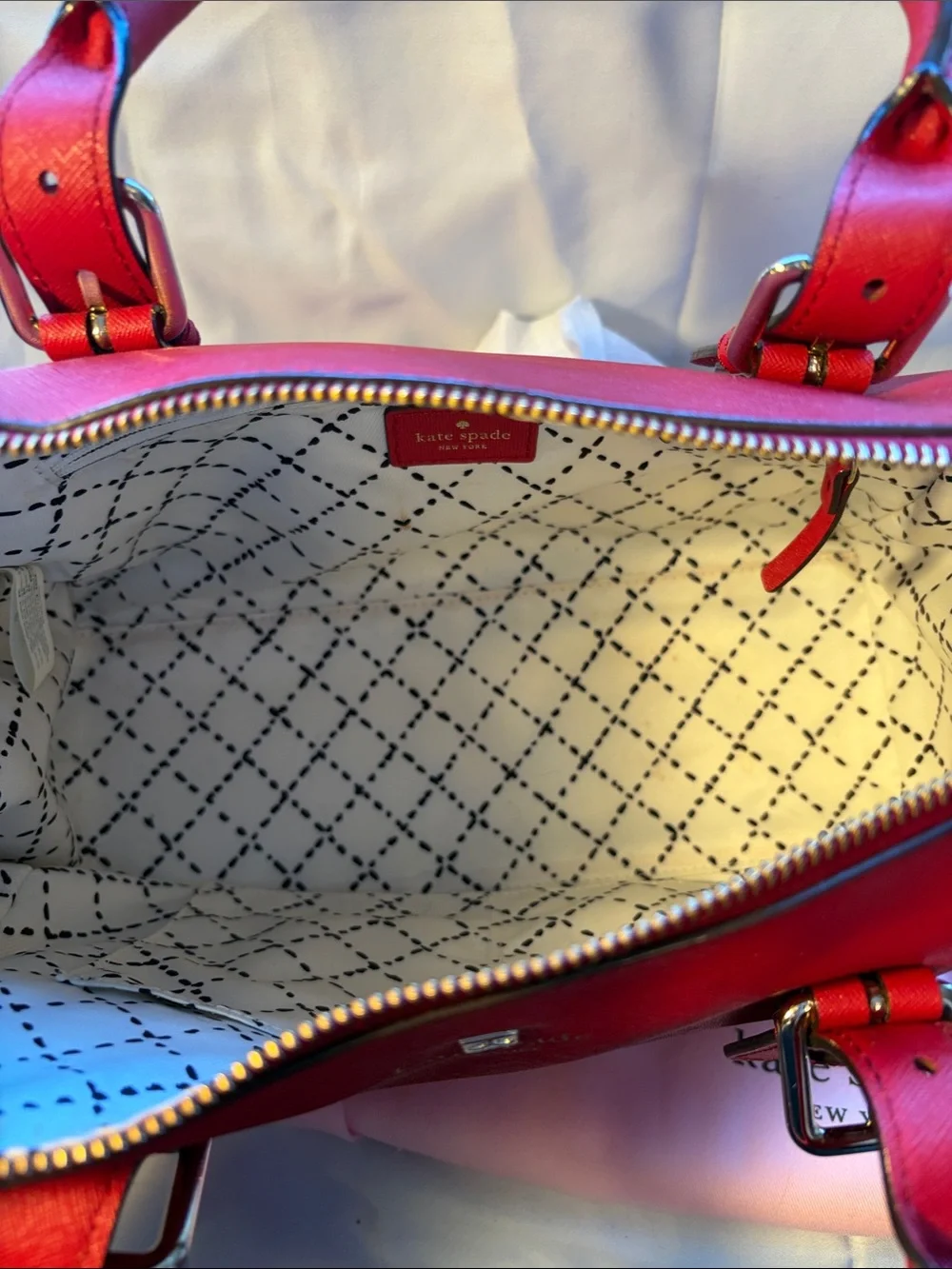 Kate Spade Red Saffiano Leather Satchel Crossbody Bag + Dust Bag